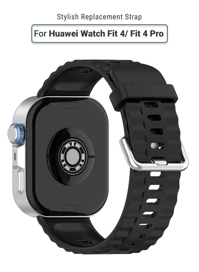 huanmate Huawei Watch Fit 4/ Fit 4 Pro Soft Silicone Replacement Strap - High Quality, Lightweight, Stylish & Durable - Easy Installation - Replacement Strap for Huawei Watch Fit 4/ Fit 4 Pro  - Image 1