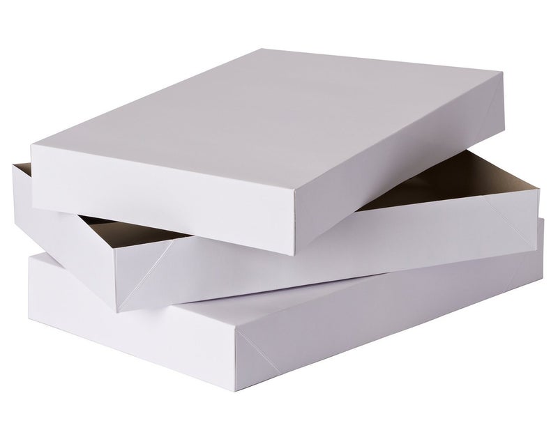 HOLIDAY TIME 2 Count Gift Boxes 17 x 11 x 35 Inches White Solid Plain Simple Matte Cardboard Gift Wrap Giftgiving Birthday Christmas