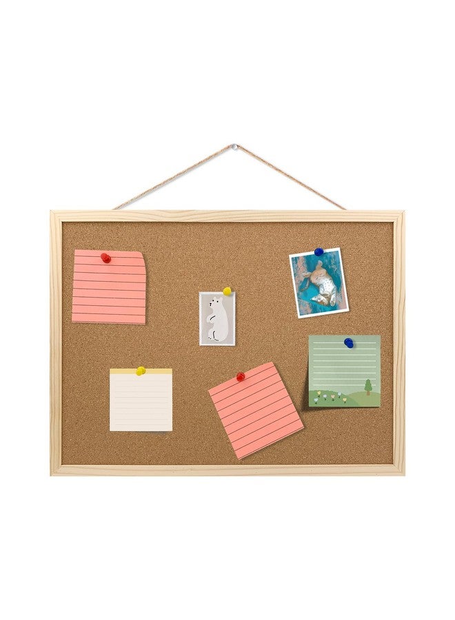 GDMINLO Cork Board Bulletin Board, 17.7"X 13.3" Pin Boards For Walls, Oak Wood Finish Frame, Wall Mounted Cork Board For Office Home And School(Pins, Eye Bolts, Gaskets, Screws) - Image 1