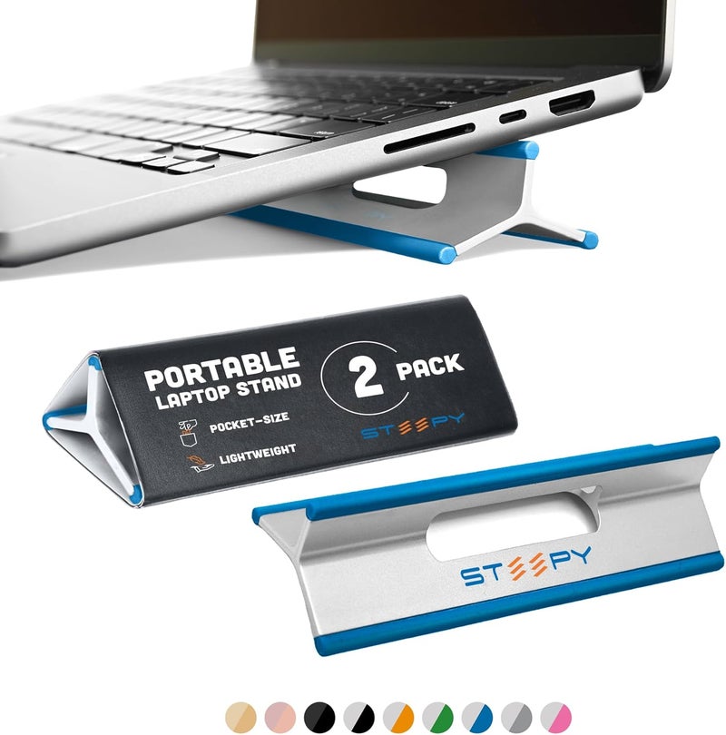 Steepy - Laptop Stand Riser Wedge Support Ventilated Office Desk Accessory Cooling Portable Plastic Lightweight Compatible with Tablets and Smartphones (Blue Ocean, 2) - Image 1