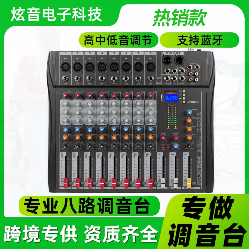 Ct88 Channel Mixer For Performances, Conferences, Usb With Bluetooth Monitoring, Dj Console Mixer, Professional Mixing - Image 2