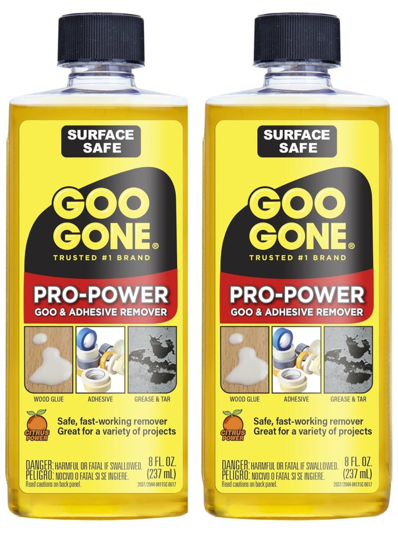 Goo Gone Adhesive Remover - 2 Pack - 8 Ounce - Surface Safe Adhesive Remover Safely Removes Stickers Labels Decals Residue Tape Chewing Gum Grease Tar Crayon Glue - Image 1