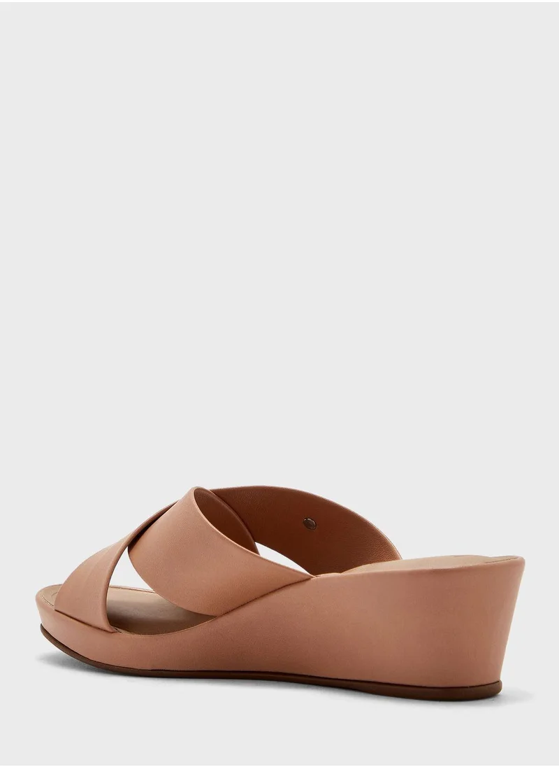 Beira Rio Cross Strap Low Heel Wedge Sandals