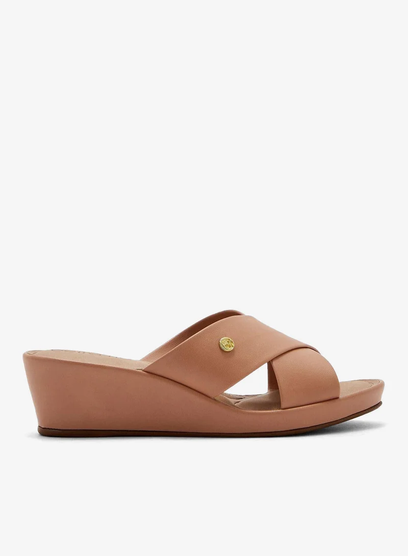 Cross Strap Low Heel Wedge Sandals