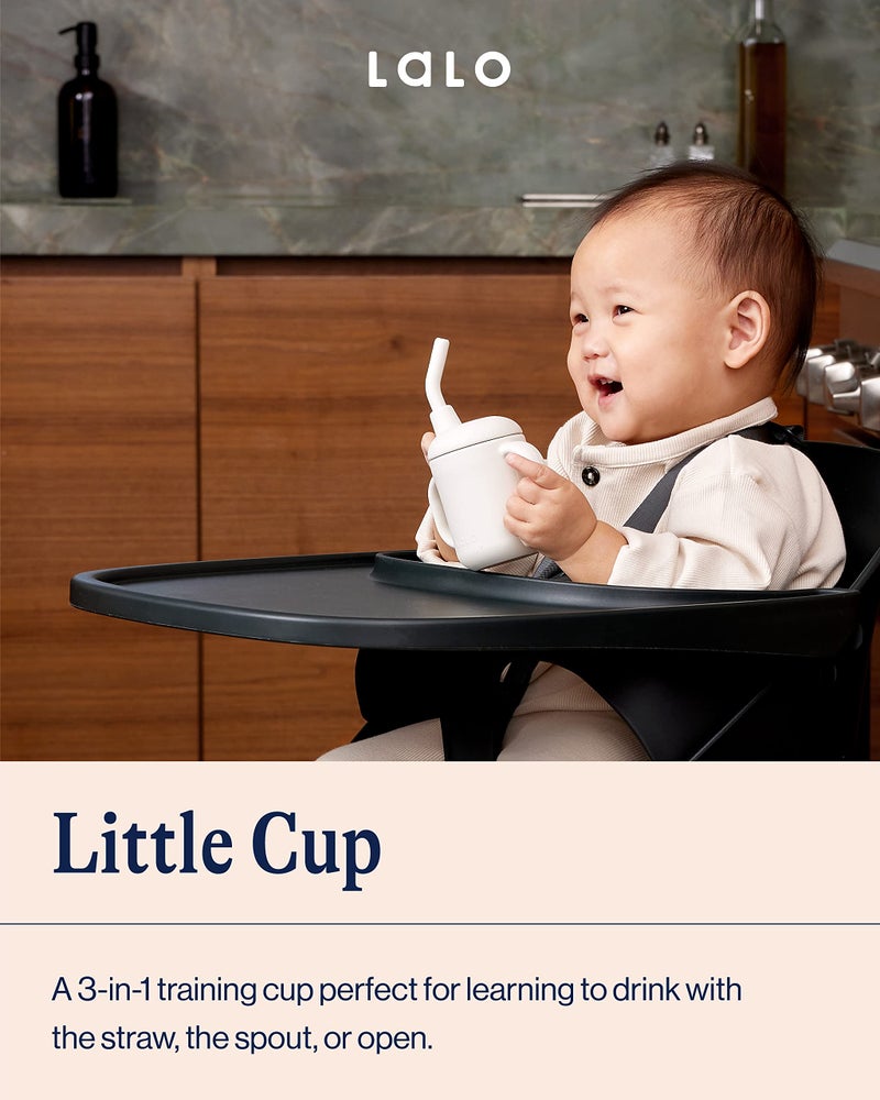 Lalo Little Cup, Non-Toxic Silicone Straw Cup with Handles - Baby and Toddler Sippy Cup - Mini Cup and Straw Training System, 4oz, Sage - Image 2