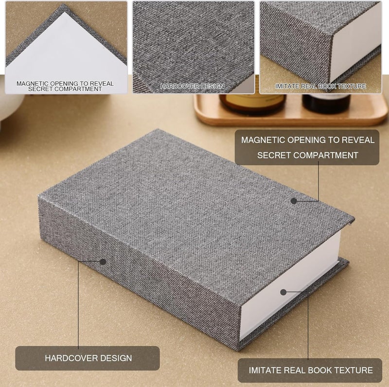 Tioncy , 3 Pack Neutral Linen Book Box Decorative Dummy Storage Modern Country Decor for Bookcase, Table, Photos and Memorabilia (Various Sizes, Grey) - Image 3