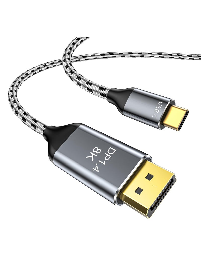 USB C to DisplayPort 1.4 Cable for 8K@60Hz and 4K@165Hz/144Hz/120Hz Video Output, 6.6FT Type C to DP Cable with 32.4Gbps Data Transfer Speed, Compatible with MacBook Pro, Mac Mini, and XPS 15 - Image 1