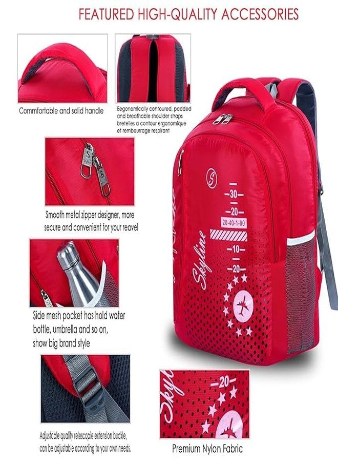 Skyline 40 L Laptop Backpack Travel Office/College/School Bag For Men and Women (Red) - Image 2