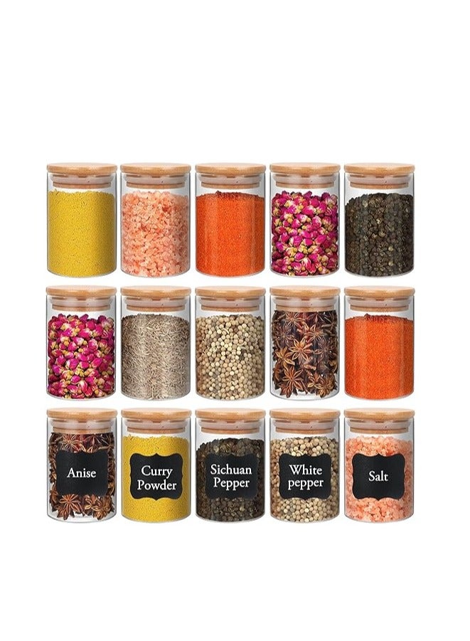 HOME ZONE Glass Food Storage Containers Jars with Airtight Bamboo Lid (8.5 oz/250 ml (15 pcs) - Image 1