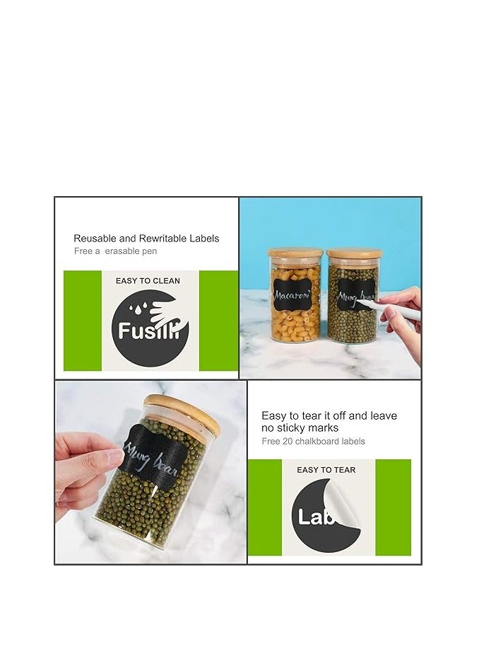 HOME ZONE Glass Food Storage Containers Jars with Airtight Bamboo Lid (8.5 oz/250 ml (15 pcs) - Image 3