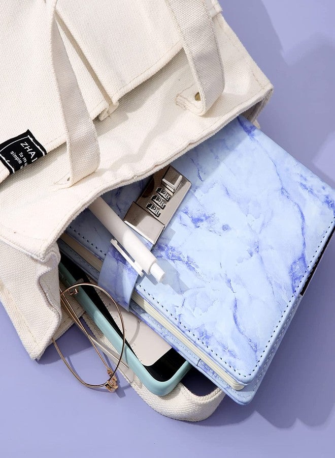 XAMILE Waterproof Leather Marble Diary with Lock Refillable Secret Journal with Lock and Cute Notebooks, Password Girls Diary with Combination Lock (Sky Blue) - Image 3
