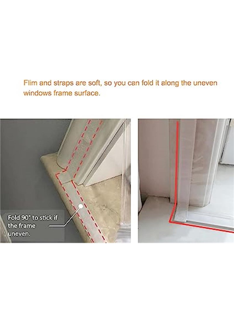 مجموعة عزل النوافذ Mellroom 47 بوصة × 63 بوصة (120 × 160 سم) لفصل الشتاء ، فيلم شفاف قابل للقطع بسمك 180 ميكرومتر ، سهل الفتح للتهوية ، ممسوك بأشرطة لاصقة ، غلاف نافذة بلاستيكي قابل لإعادة الاستخدام - Image 3