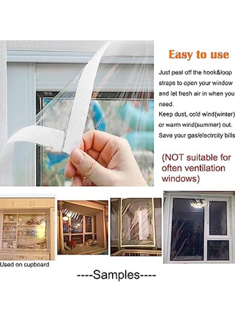 مجموعة عزل النوافذ Mellroom 47 بوصة × 63 بوصة (120 × 160 سم) لفصل الشتاء ، فيلم شفاف قابل للقطع بسمك 180 ميكرومتر ، سهل الفتح للتهوية ، ممسوك بأشرطة لاصقة ، غلاف نافذة بلاستيكي قابل لإعادة الاستخدام - Image 5