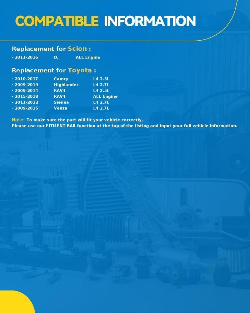 PHILTOP طقم مضخات المياه الاحترافية PHILTOP AW6252 مع حشية متوافق مع كامري 2010-2017، R-AV4 2009-2018، فينزا 2009-2015، tC 2011-2016، هايلاندر 2009-2019 2.7L، بديل OE - Image 5