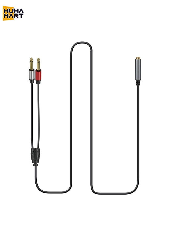 HuHa Mart 0.3m 6.35mm TRS Stereo Female to 2 x 6.35mm TS Male Mono Audio Adapter Cable(Black) - Image 1