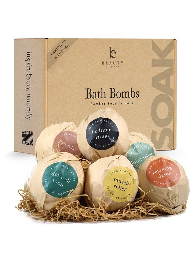 Beauty by Earth Bath Bombs for Women Relaxing, USA Made - Bubble Bath Bomb Set Organic Bath Bombs for Kids - Vegan & All Natural Bath Bombs for Girls Gift Individually Wrapped Handmade Bathbombs - Image 1
