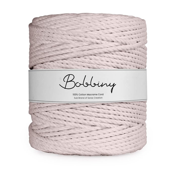 3 PLY TWISTED MACRAME COTTON CORD DORI ROLL PACKAGING THREAD FOR MACRAME DIY AND OTHER PROJECTS POWDER PINK 3MM100 METER
