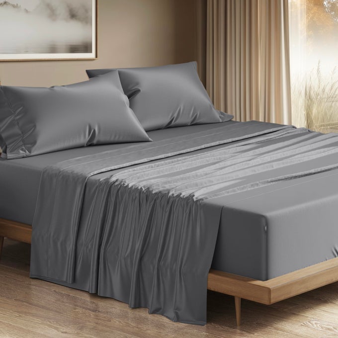 100 EGYPTIAN COTTON SHEETS QUEEN SIZE 1200 THREAD COUNT 4 PC QUEEN SHEET SET EGYPTIAN COTTON SATEEN LUXURY SHEETS QUEEN SIZE HIGH THREAD COUNT SHEETS 17 DEEP POCKET DARK GREY