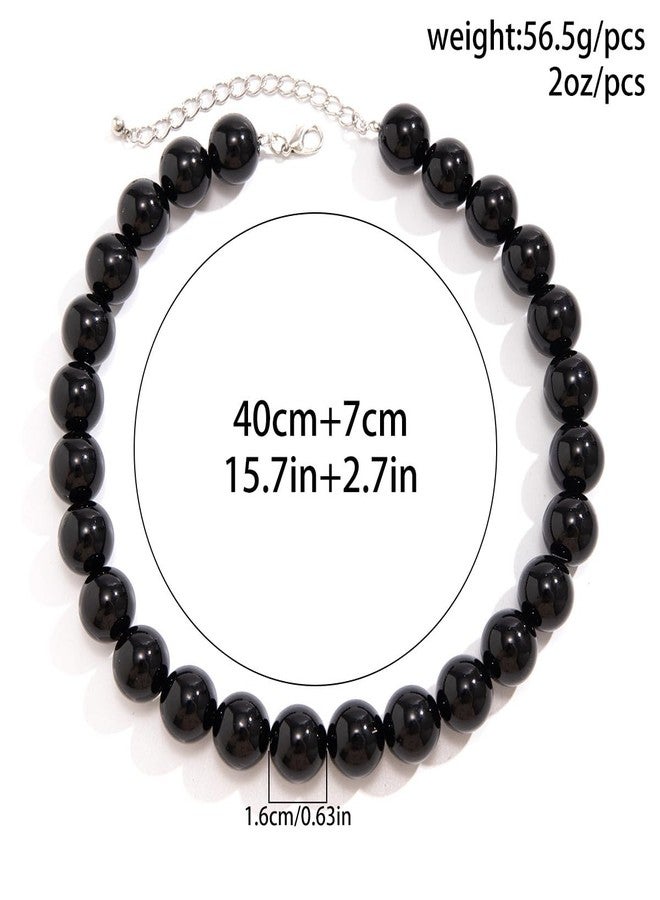 BERYUAN Black Red Pearl Necklace Gothic Beads Collar Choker Faux Pearl Strand Necklace Boho Beads Choker for Women(black) - Image 4