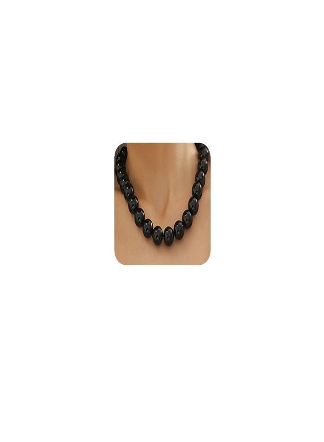 BERYUAN Black Red Pearl Necklace Gothic Beads Collar Choker Faux Pearl Strand Necklace Boho Beads Choker for Women(black) - Image 1