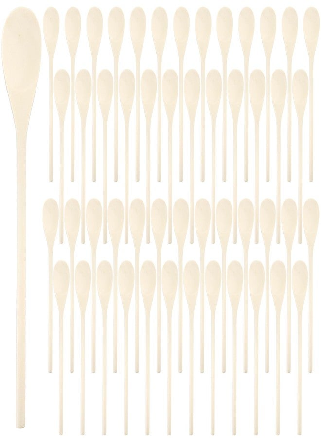 Nagpew 50 Pieces Long Wooden Spoons, 12 Inch Disposable Mixing Scoop Bulk with Long Handle, Oval Small Kitchen Utensil for DIY Craft, Cooking, Stirring, Serving Hot Cold Food - Image 1