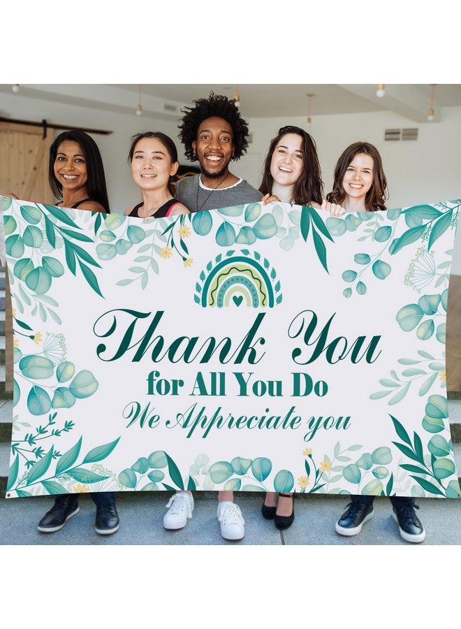 HOWAF We Appreciate You Party Decorations Backdrop, Thank You for All You Do Banner for Thanks to Staff Teachers Doctor Nurses, Team Appreciation Week Green Banner, 72.8" x 43.3" - Image 5