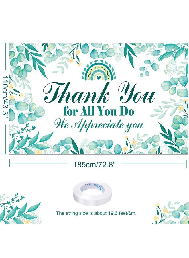 HOWAF We Appreciate You Party Decorations Backdrop, Thank You for All You Do Banner for Thanks to Staff Teachers Doctor Nurses, Team Appreciation Week Green Banner, 72.8" x 43.3" - Image 2