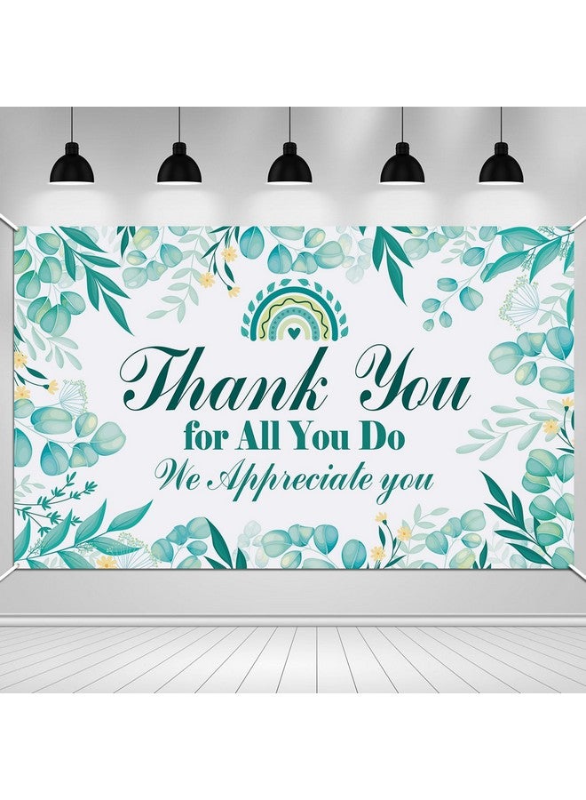 HOWAF We Appreciate You Party Decorations Backdrop, Thank You for All You Do Banner for Thanks to Staff Teachers Doctor Nurses, Team Appreciation Week Green Banner, 72.8" x 43.3" - Image 1