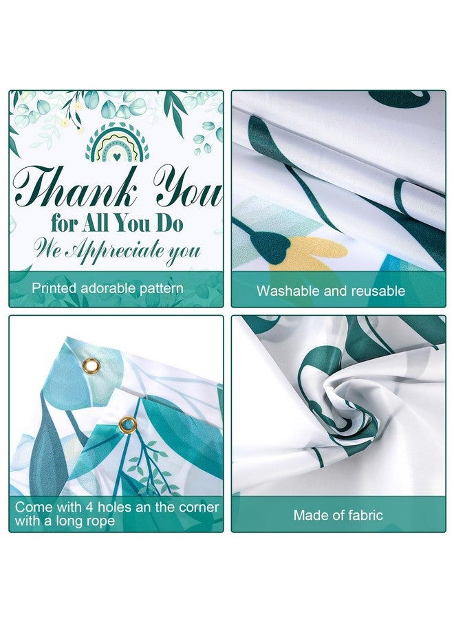 HOWAF We Appreciate You Party Decorations Backdrop, Thank You for All You Do Banner for Thanks to Staff Teachers Doctor Nurses, Team Appreciation Week Green Banner, 72.8" x 43.3" - Image 3