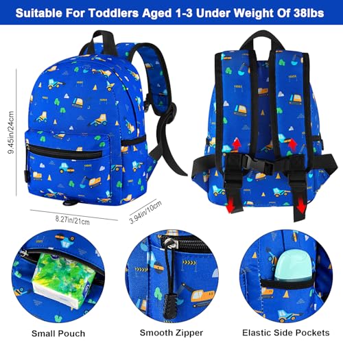 Accmor Toddler Backpack Leash Mini Child Backpack with Anti Lost Wrist Link Cute Kids Backpack Leash Walking Harness for Outdoor Travel Small Excavator Backpack Tether for Baby Boys Girls Ages 13 - Image 3