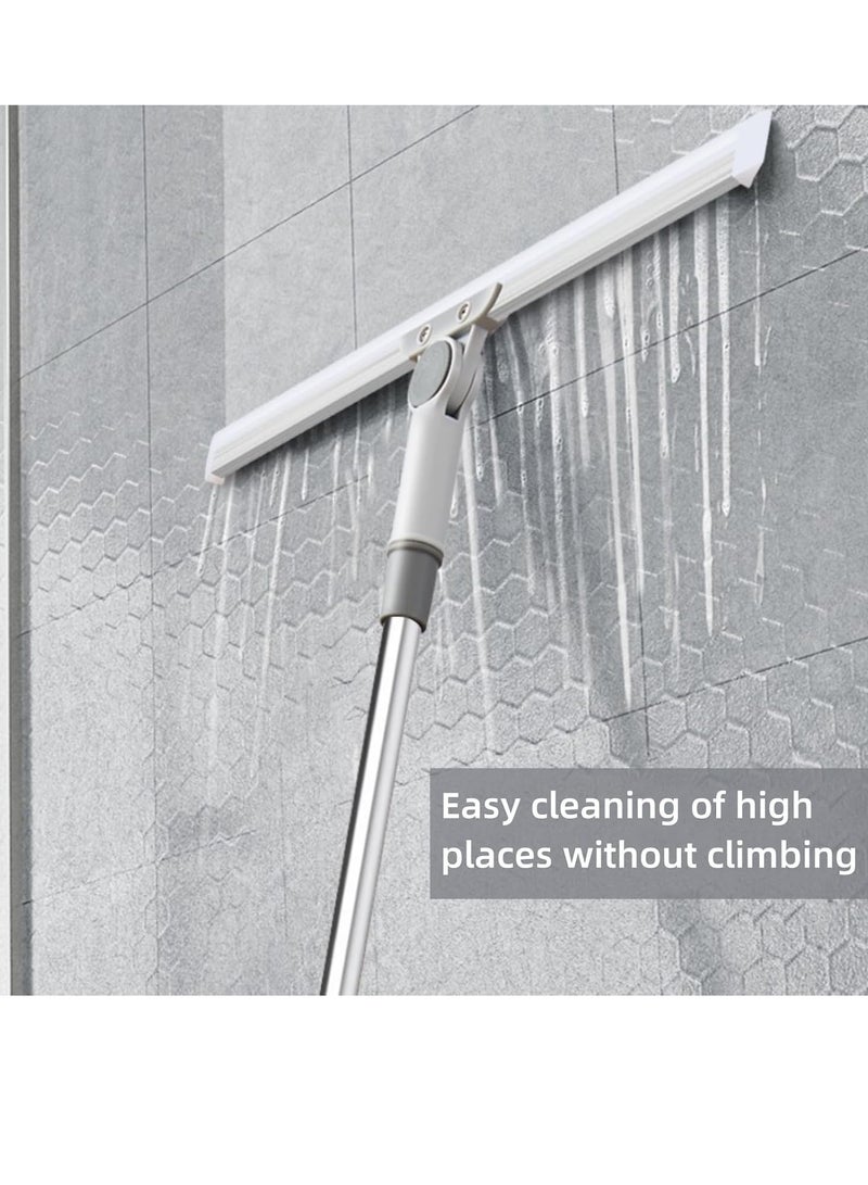 تراسل مكنسة سحرية، مكنسة سيليكون منزلية، عمود تلسكوبي من الفولاذ المقاوم للصدأ، ممسحة أرضية برأس دوار 180 درجة، مناسبة للنوافذ والأرضيات والجدران والأبواب الزجاجية - Image 3