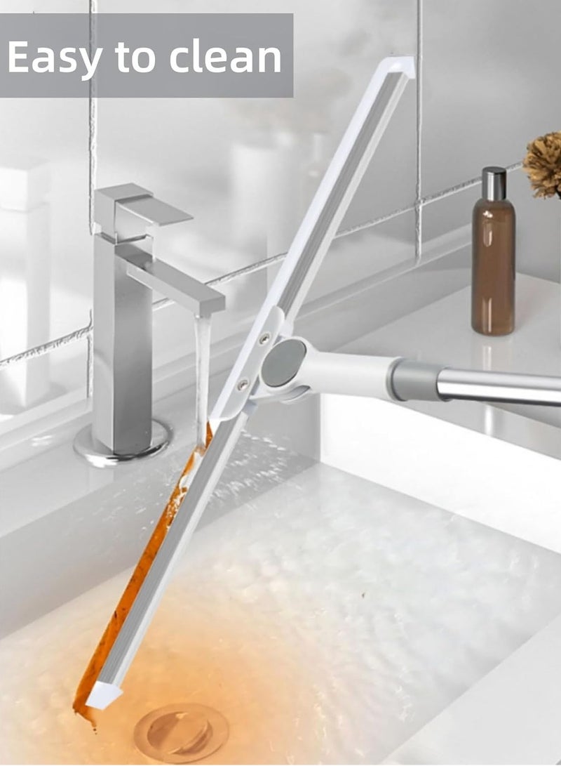تراسل مكنسة سحرية، مكنسة سيليكون منزلية، عمود تلسكوبي من الفولاذ المقاوم للصدأ، ممسحة أرضية برأس دوار 180 درجة، مناسبة للنوافذ والأرضيات والجدران والأبواب الزجاجية - Image 5