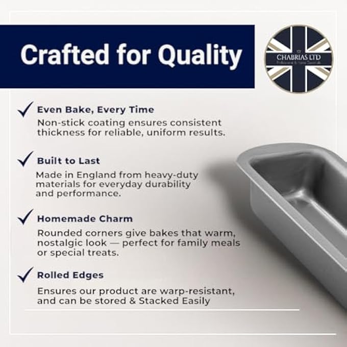 Chabrias Ltd Great British Bakeware Loaf Tin Set of 2 2lb NonStick Bread  Cake Tins HeavyDuty Carbon Steel Baking Moulds PFOA  BPA Free  Made in England Cookware - Image 5