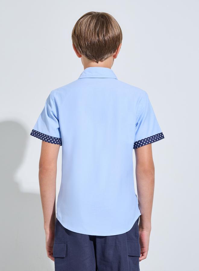 Styli Teen Boys Light Blue Contrast Details on Pocket and Sleeves Shirt - Image 4