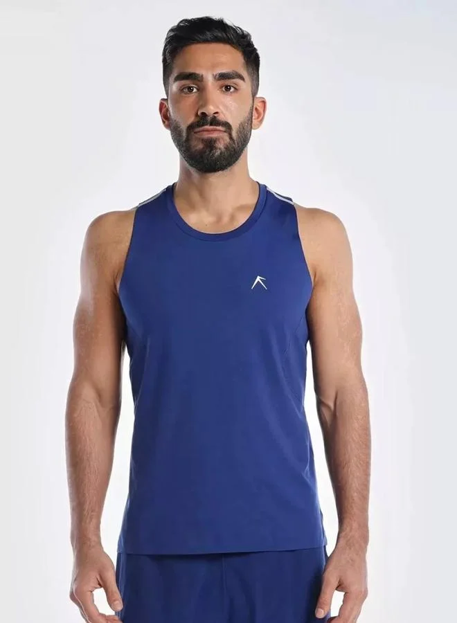 Wizard Men Blue Vent Wizardry Solid Round Neck Tank T-Shirt