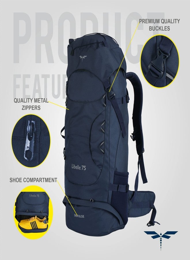 Impulse rucksack bags 75 litres travel bag for men tourist bag for travel backpack for hiking trekking Bag for men camping Libelle with 1 Year Warranty (Blue) - Image 3