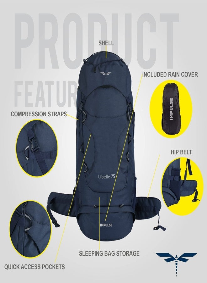 Impulse rucksack bags 75 litres travel bag for men tourist bag for travel backpack for hiking trekking Bag for men camping Libelle with 1 Year Warranty (Blue) - Image 2