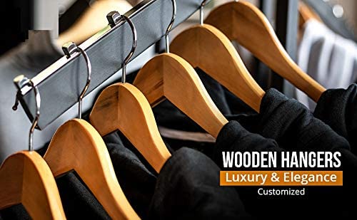ZEPOLI - Wooden Suit Hangers - Premium Wood with Notches & Chrome Swivel Hook for Dress Clothes, Coats, Jackets (8 Pack, Beige) - Image 2