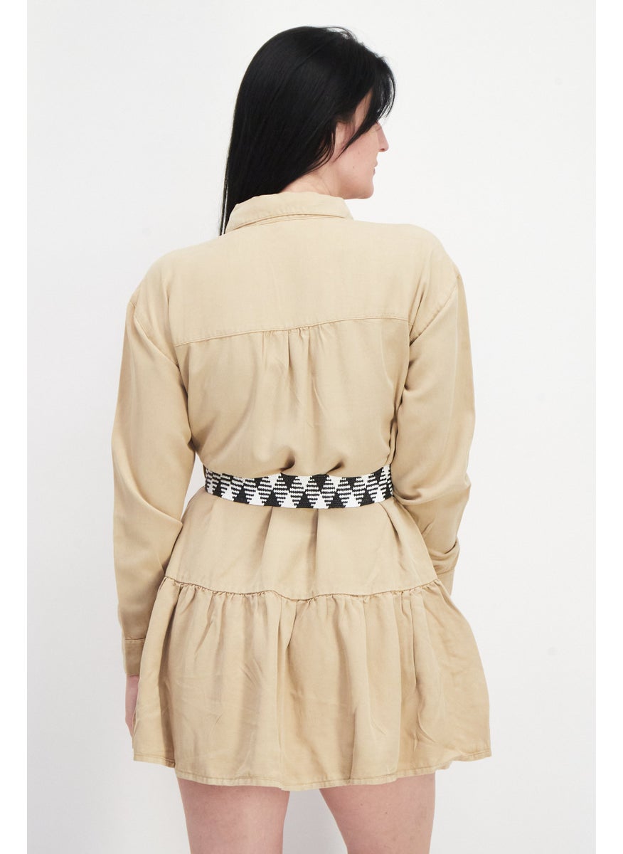 RIVER ISLAND Women Solid Belted Midi Dress, Beige  - Image 4
