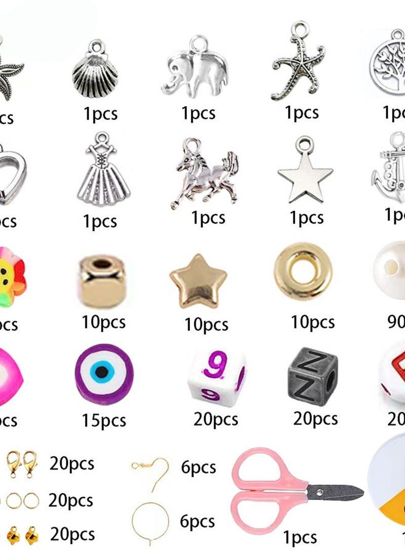 أرابايت مجموعة صنع الأساور، خرز للأساور لصنع خرز المهر، خرز طين بوليمر، خرز وجه مبتسم، خرز حروف لصنع المجوهرات، هدايا الفنون والحرف اليدوية لألعاب الهدايا للفتيات من عمر 6 إلى 12 عامًا - Image 4