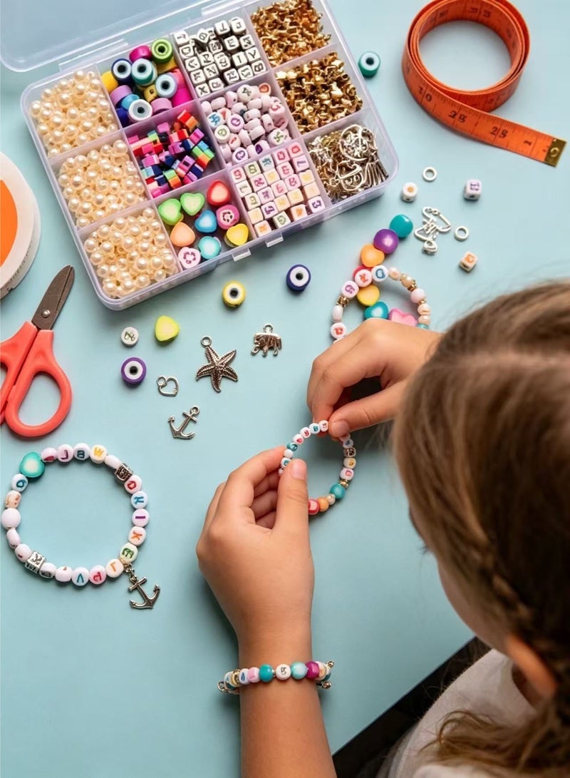 Arabayt Bracelet Making Kit for Girls 6‑12, DIY Jewelry Making Set with Letter Beads, Pony Beads & Charms, Parent‑Child Handcraft Kit for Bracelets Necklaces Keychains, Ideal Birthday Eid Gifts - Image 1
