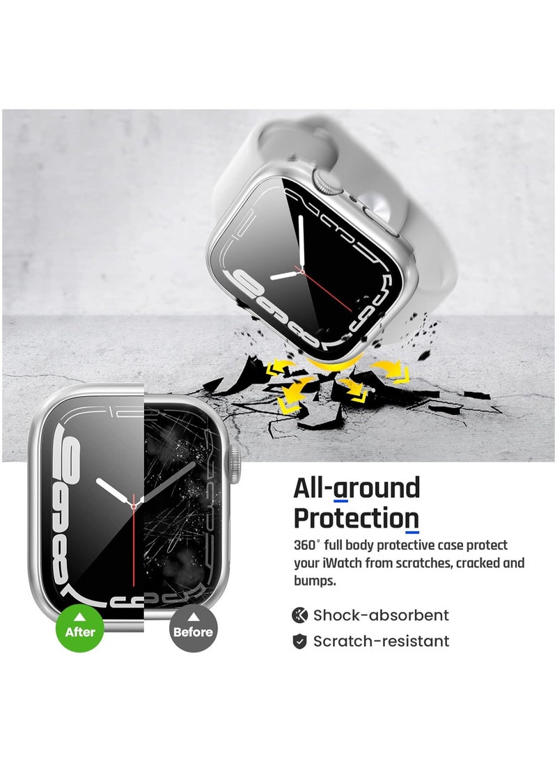 Generic - Waterproof Case for Apple Watch Ultra 2/Ultra 49mm with Tempered Glass Screen Protector, 360 Full Coverage Protective Cover for Apple iWatch 49mm, Silver - Image 1