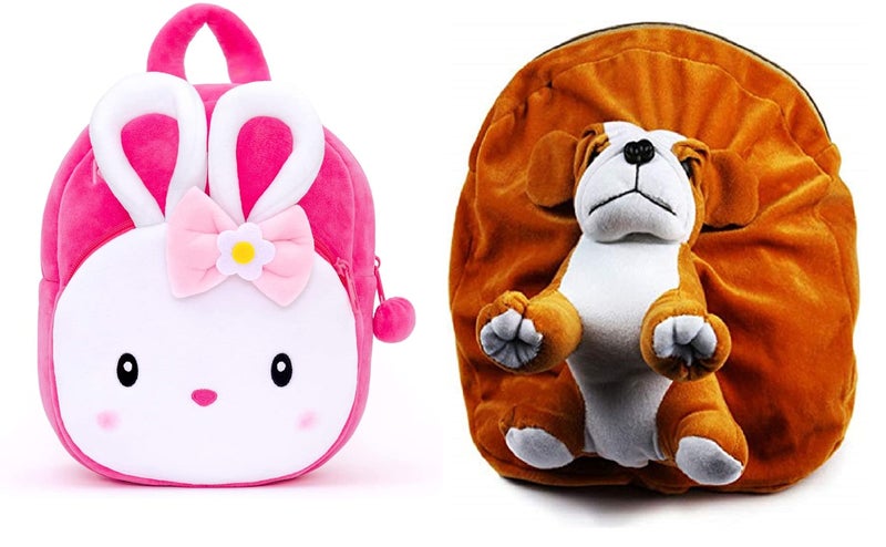 blue tree Kids School Bag Soft Plush Backpack Cartoon Bags Mini Travel Bag for for Girls Boys Toddler Baby Konggi Rabbit & Full Body Dog - Image 1