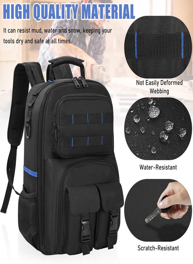 LASUK Tool Backpack for Men, Heavy Duty Tool Bag with Removable Tool Organizer, Durable Water-Resistant Work Backpack, Upgrade(Black & Blue) - Image 3