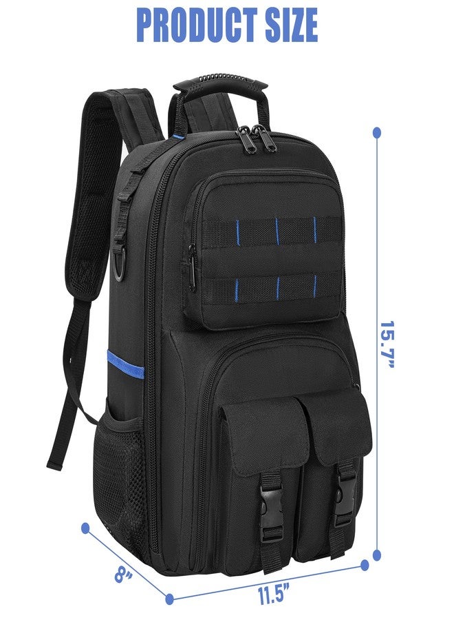 LASUK Tool Backpack for Men, Heavy Duty Tool Bag with Removable Tool Organizer, Durable Water-Resistant Work Backpack, Upgrade(Black & Blue) - Image 2