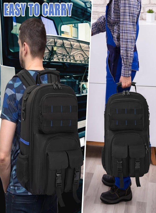 LASUK Tool Backpack for Men, Heavy Duty Tool Bag with Removable Tool Organizer, Durable Water-Resistant Work Backpack, Upgrade(Black & Blue) - Image 4