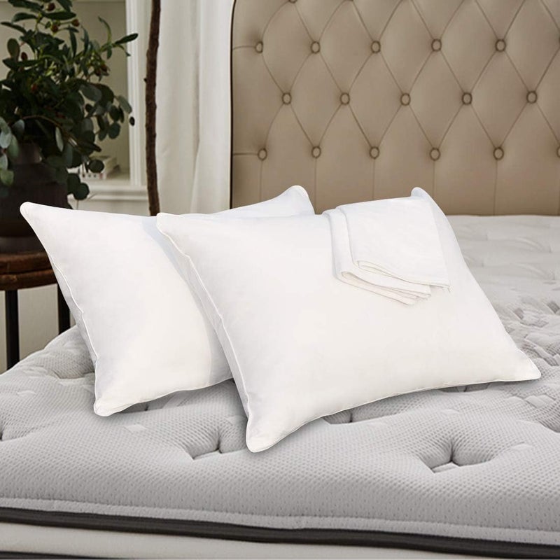 Precoco Pillow Cases King Size-100% Cotton Pillowcase Covers with Zipper Hidden, Breathable & Ultra Soft/Pillow Covers for Easy Care,2 Pack/White - Image 2
