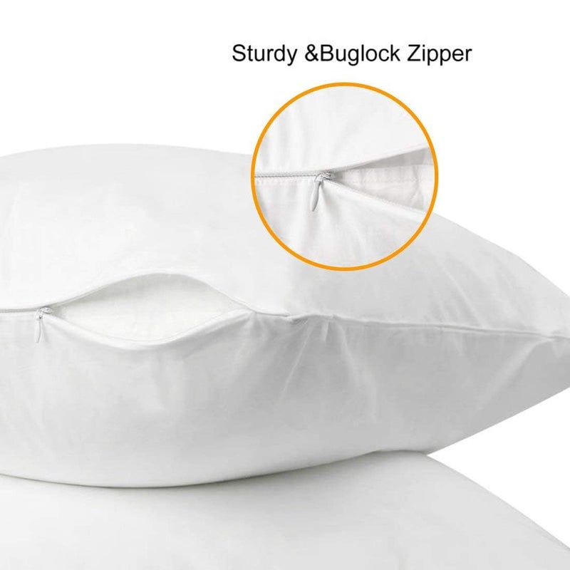 Precoco Pillow Cases King Size-100% Cotton Pillowcase Covers with Zipper Hidden, Breathable & Ultra Soft/Pillow Covers for Easy Care,2 Pack/White - Image 3