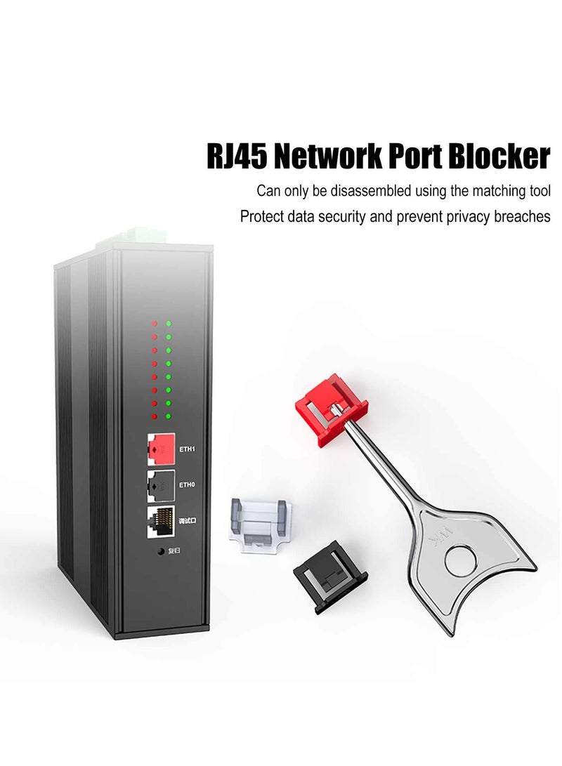 12 قطعة قفل منفذ RJ45 مع مفتاح واحد، حاجز الغبار RJ45 وحامي المنفذ، غطاء غبار الإيثرنت لأجهزة المنافذ الأنثوية، متوافقة مع أجهزة منفذ RJ45، باللون الأبيض - Image 3