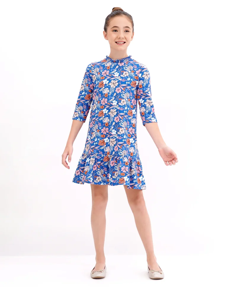 Primo Gino Primo Gino All Over Floral Print Dress - Blue